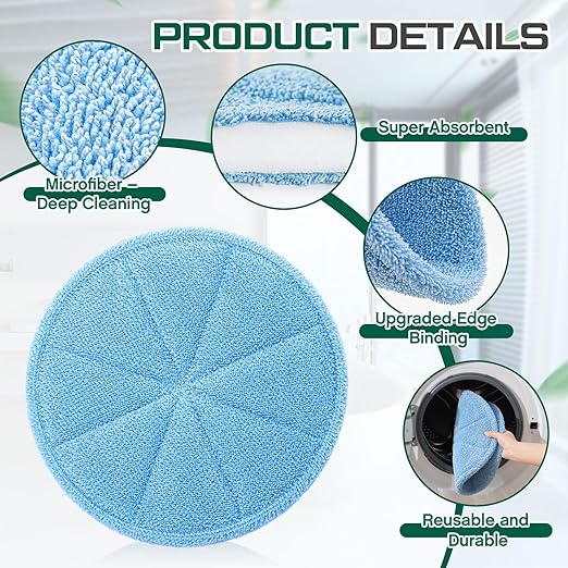 Batiyeer 5 Pack 12" Commercial Microfiber Carpet Bonnet Mopping Buffing Pad Floor Machine Pads Compatible with BGEM9000, ORB550MC Floor Machines, and Orbiter Pads 437053 (Blue,Red,Black,White)