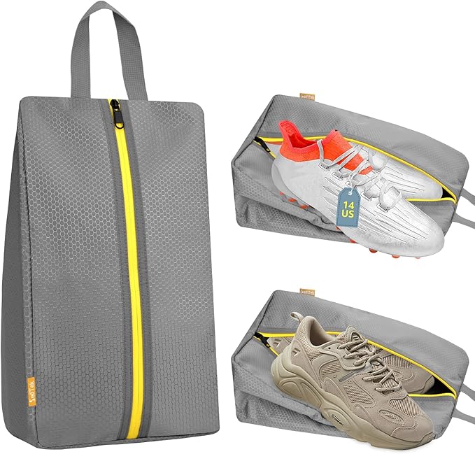 SelfTek Smell Proof Shoe Bags for Travel - Odor-Absorbing Cleat Bags for Sports, Water-Resistant Travel Shoe Organizer with Active Carbon Fabric, Lightweight Shoe Storage for Gym, G-olf, Cleats
