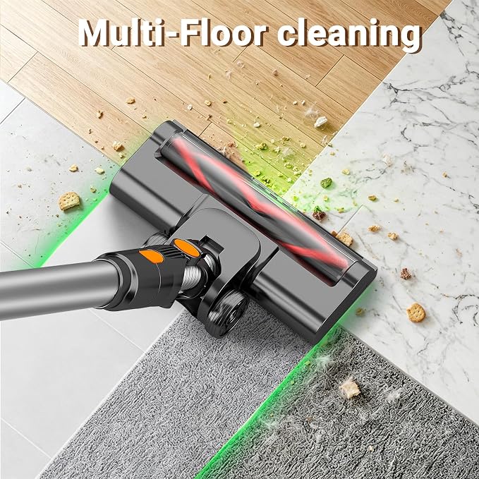 HOLOGO Cordless Vacuum Cleaner,40 Mins Runtime Lightweight Stick Vacuum Cordless,Self-Standing,Powerful Suction, Anti-Tangle Brush,Rechargeable Battery Vacuum for Carpet,Pet Hair,Hardwood Floor.