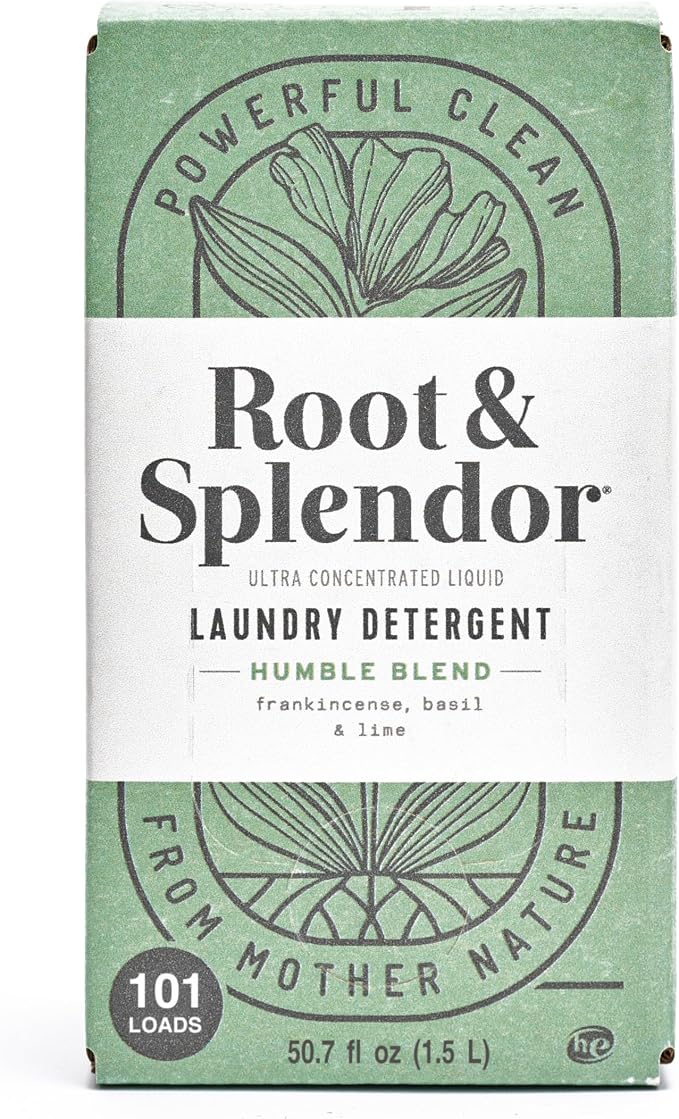 Root & Splendor Ultra Concentrated Non Toxic Laundry Detergent Liquid - Plant Based & Eco Friendly Enzymatic Laundry Soap, Humble Scent, 1.5 Liter, 101 Loads