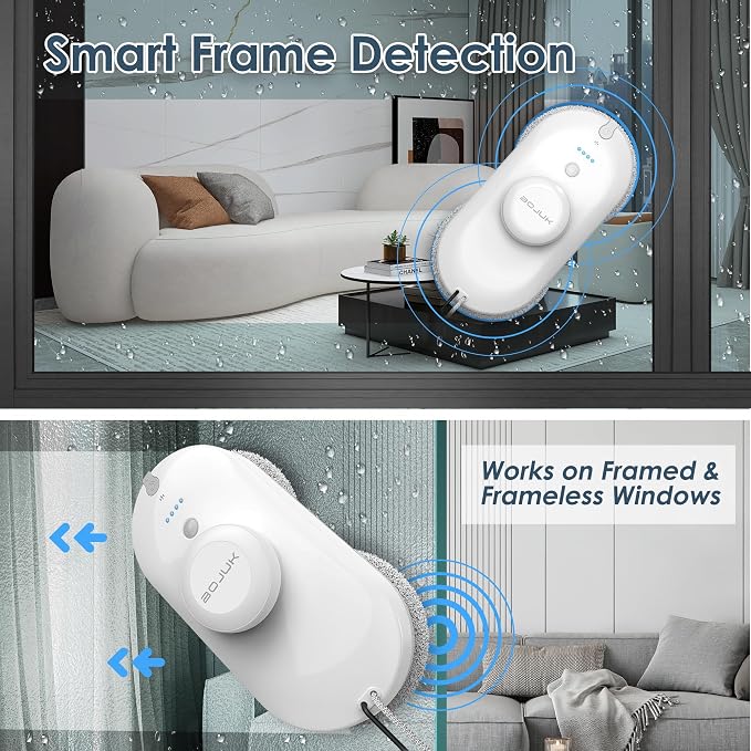 Window Cleaning Robot, 5000Pa Suction, Dual Spray, AI Smart Path Planning, Wet and Dry Glass Cleaner with Edge Detection and Anti-Drop Protection for High-Rise Windows