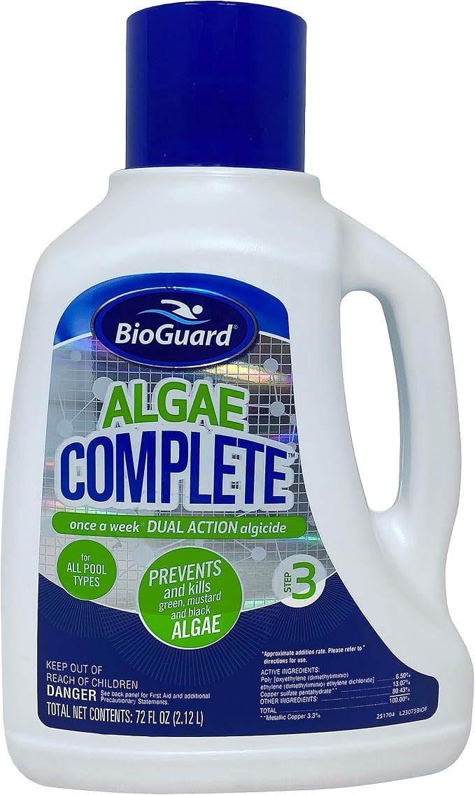 BioGuard Algae Complete Dual Action Algaecide, 2 Liter, Single Pack | Non-Staining and Non-Foaming, Prevents All Types of Algae