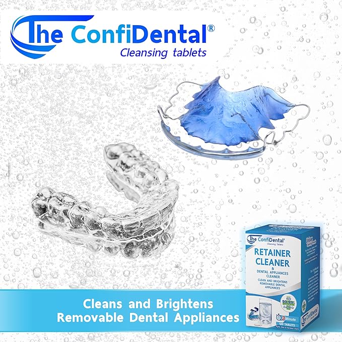 The ConfiDental Cleansing Tablets (120tablets) - 4 months supply. Retainer, Mouth Guard and Dental Appliances Cleaner. Keep your Dental Alliances Fresh and Clean like new.