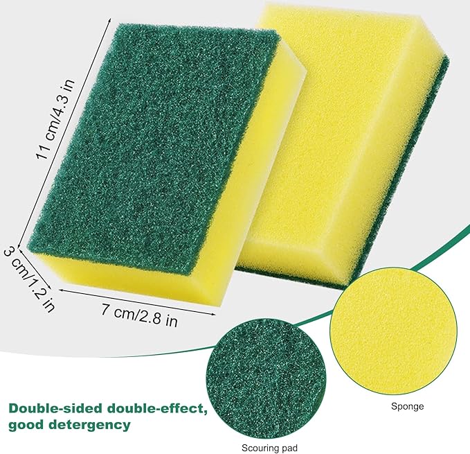Individually Wrapped Sponges, Kitchen Dishwashing Sponge Bulk, Non Scratch Dishes Scouring Pad Dishcloth, Odor-Free Sponge Wipes for Household Cleaning Dishes Travel Apartments (30 Pack)