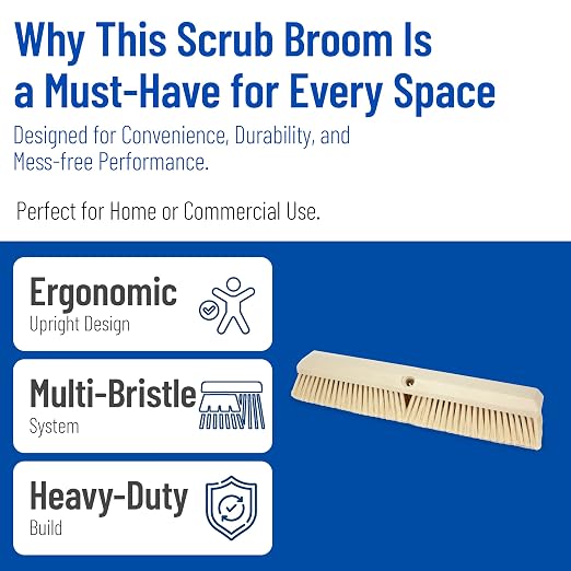 SPARTA 41890EC25 Omni Sweep Plastic Push Broom Head, Heavy Duty, Industrial Broom With Color Code System For Outdoor, Indoor, Garage, Concrete, Patio, Kitchen, Bathroom, 18 Inches, Tan, (Pack of 12)