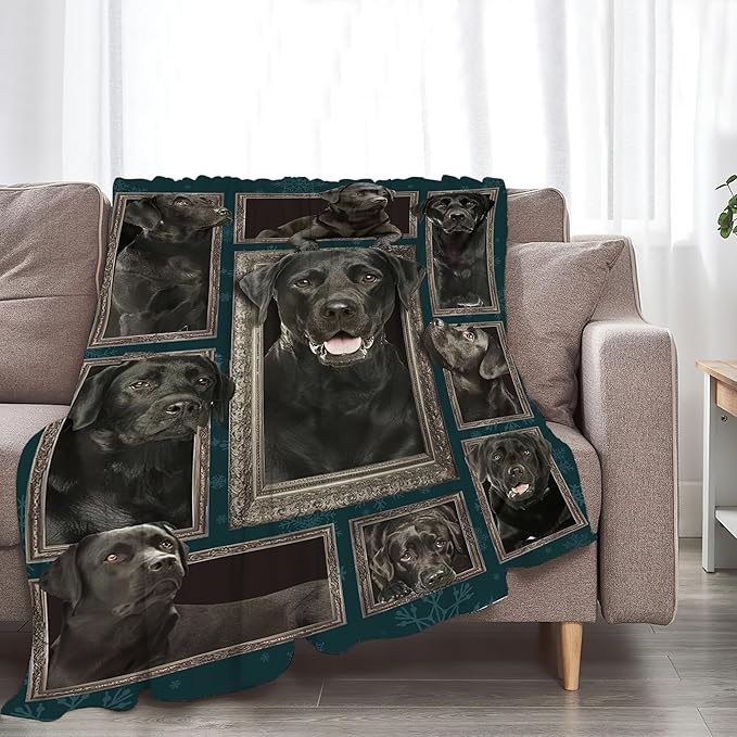 Labrador Retriever Dog Blanket - Cute Throw for Girls, Women, Kids, Adults - Soft Warm Cozy Fleece for Couch, Sofa, Bed - 60"x50" - Gifts and Decor