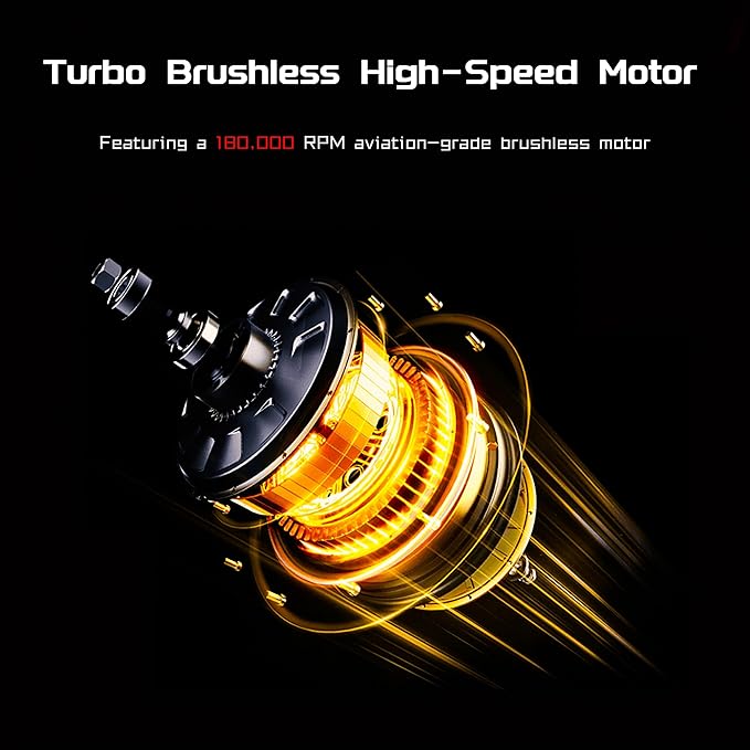 Compressed Air Duste 180,000 RPM High-Speed Turbo Fan 200W Powerful Wind Force 30W Bidirectional Fast Charging 1-30 Stepless Speed Adjustment Portable Design