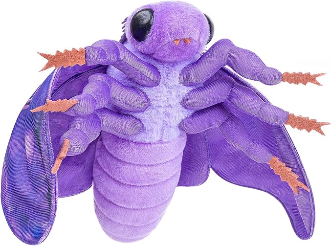 Moth Stuffed Animals Toy, Lifelike Purple Moths Plush 16in, Realistic Soft Big Wing Plushies Figure Gift Collection for Kids