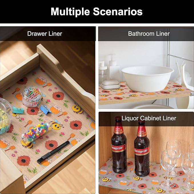 Cooyes Shelf Liner – Non-Slip Cabinet & Drawer Liner for Kitchen – Non-Adhesive Waterproof Shelf Paper with Modern Pattern – Durable EVA Cabinet Mat – Easy to Cut (Buff,23.6" W x 236" L)