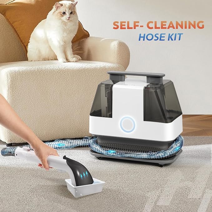 Upholstery Cleaner Machine 15KPa Portable Carpet Couch Deep Cleaner Handheld Rug Spot Cleaner Small Extractor Vacuum for Furniture Hand Held Sofa Shampooer for Car Seat Pet Stain
