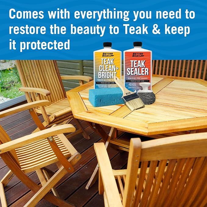 Better Boat Teak Cleaner and Brightener for Wood, Teak Oil or Sealer for Boats, Indoor Furniture, Shower Stools, and Outdoor Wood Furniture Restorer for Stains