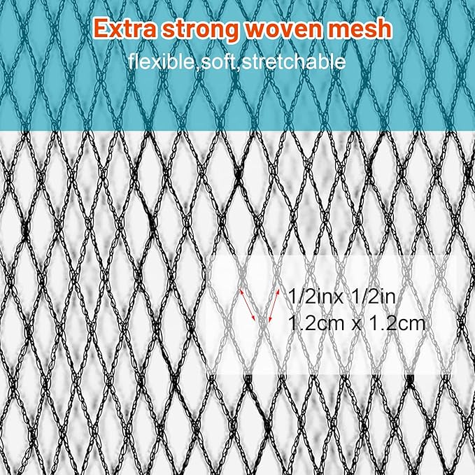 Therwen 23 x 42.5 ft Leaf Net Cover for Inground Pools Rectangle Mesh Keeps Leaves Out Applies to 7 x 13 M Pool for Winter Autumn Summer Cover Resistance Cold and UV, Easy to Install, Black