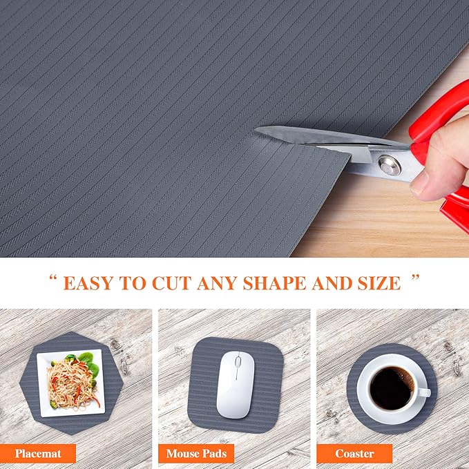 Mcrbeay Shelf Liners for Kitchen Cabinets, Refrigerator Liners Non Adhesive 17.5 Inch x 20Ft, Non-Slip Kitchen Drawer Liners, Waterproof Durable Cabinet Liners for Shelves, Fridge, Pantry, Dark Gray