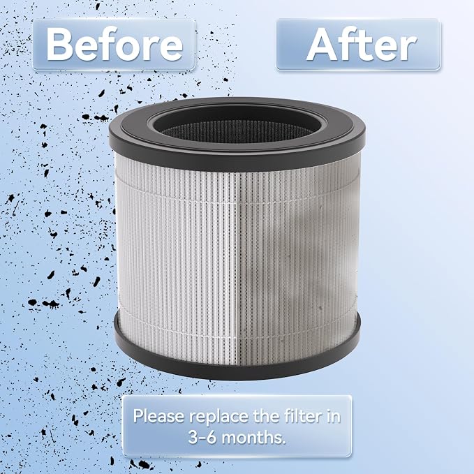 FULMINARE PU-T10 Air Purifiers Replacement, H13 HEPA Air purifiers for Bedroom,Pets, Office, Portable Small Air Filters Quiet Air Cleaner Filtering Out 99.97% 0.01 Microns, Smoke, Particles