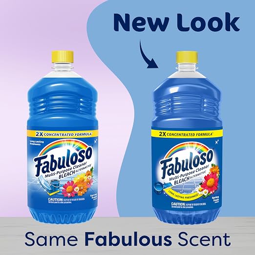 Fabuloso 2X Multi-Purpose Cleaner Bleach Alternative, No Rinse Floor Cleaner, Long-Lasting Freshness, Spring Fresh Scent, 56 fl oz