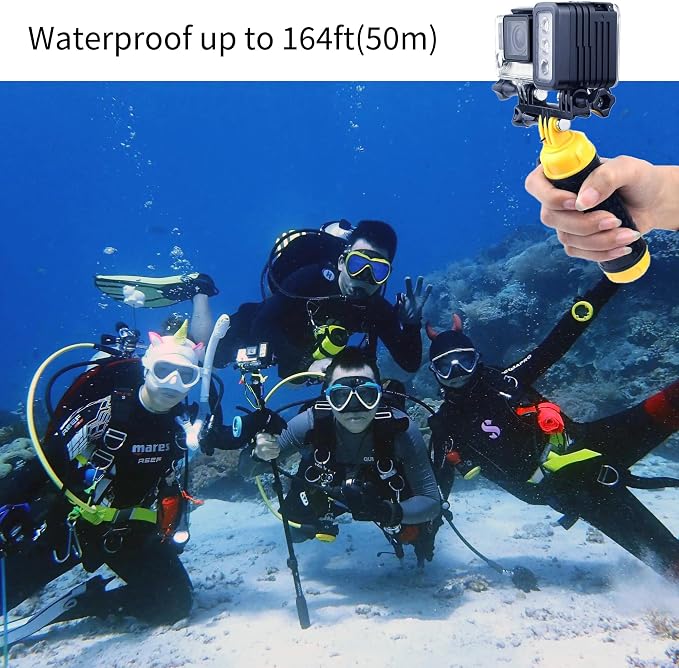 SOONSUN Rechargeable Diving Light - 450 Lumens High Power LED Video Light, Waterproof 164ft, Dimmable Underwater Fill Light for GoPro Hero 13/12/11/10/9/8/7/6/5/4/3+/3, DJI Osmo Action 4 5 Pro Camera