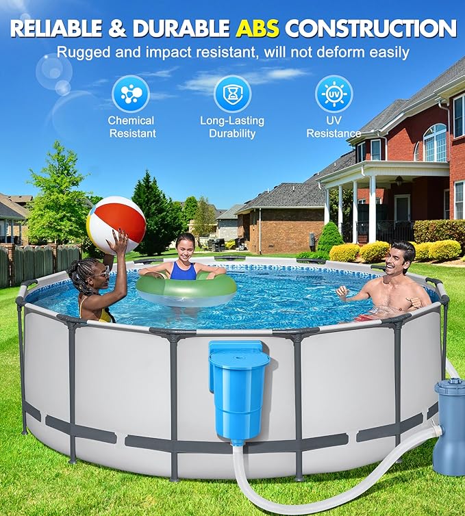 BluSwim Standard Pool Wall Skimmer for Above Ground Pools, Heavy Duty ABS Through Wall Pool Skimmers with Return Jet & Vacuum Plate, Thru-wall Skimmer Kit Compatible with All Width 6 '' Openings