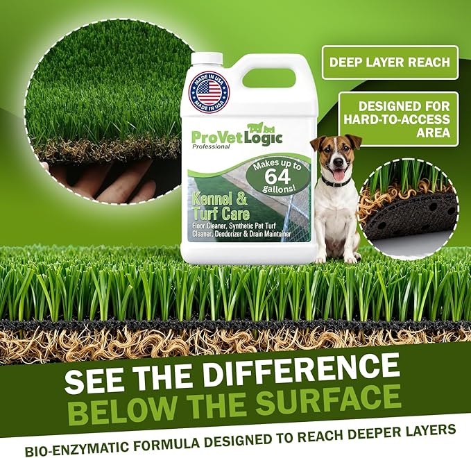 ProVetLogic Kennel & Turf Care- Floor Cleaner, Synthetic Pet Turf Cleaner, Deodorizer & Drain Maintainer- Gallon (Concentrated)