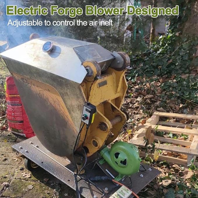 250W Electric Air Blower, Blower Fan for Blacksmith Forge, Centrifugal Fan for Forging Tools and Equipment, 110V 2-1/2” Outlet High-Pressure Leaf Blower for Coal Forge, Camping, Picnic