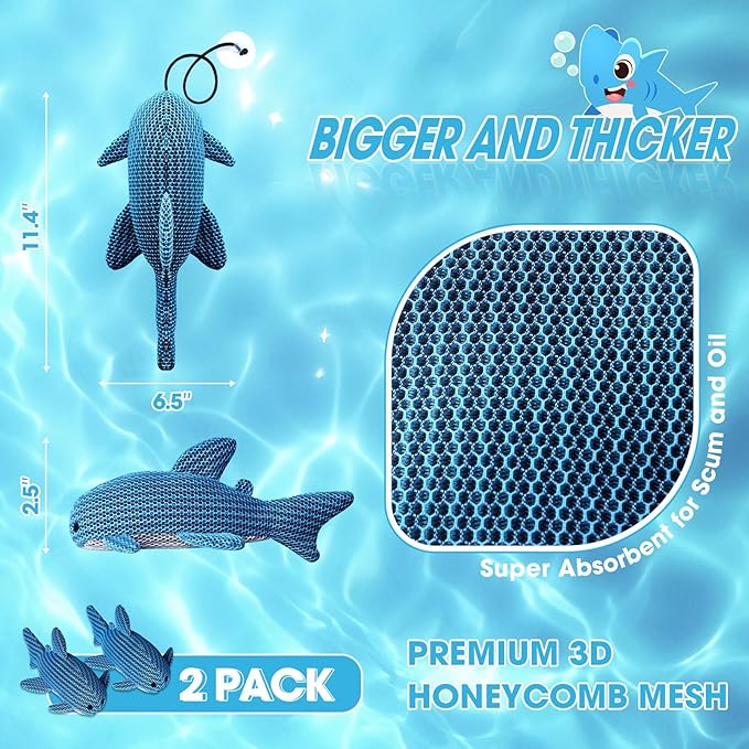Hot Tub Scum Absorber, Hot Tub Accessories, Spa & Pool Scum Eliminating Balls,Hot Tub Scum Sponge for Hot Tub Oil Absorbing Sponge for Hot Tub Skimmer, Hot Tub Sponge Scum Remover (Shark)
