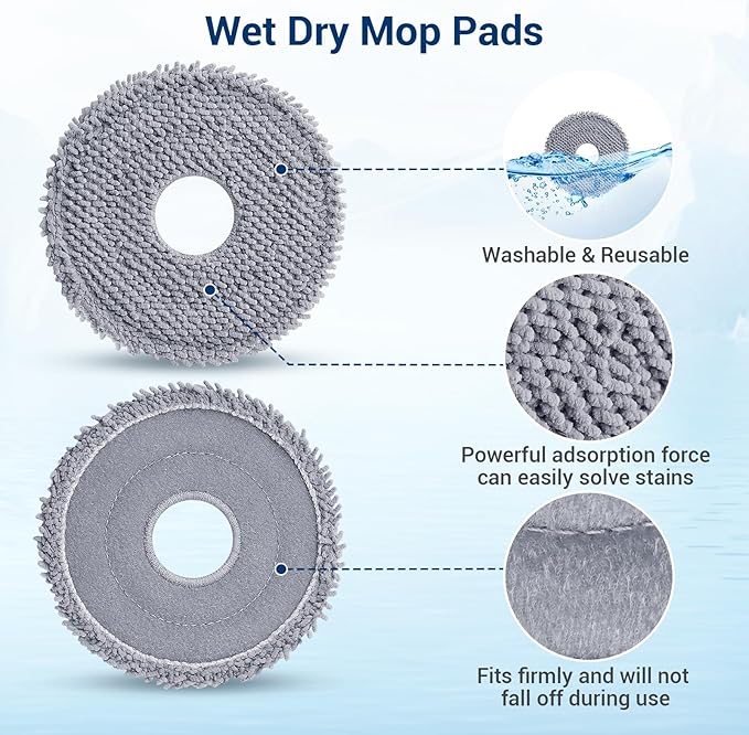 26Pcs Replacement Parts Accessories for Roborock Qrevo S Pro/QV 35A/ QV 35S Robot Vacuum Kit, 2 Main Brush, 4 Hepa Filter, 6 Mop Pads, 6 Side Brush, 6 Dust Bags, 1 Screwdriver, 1 Clean Tool