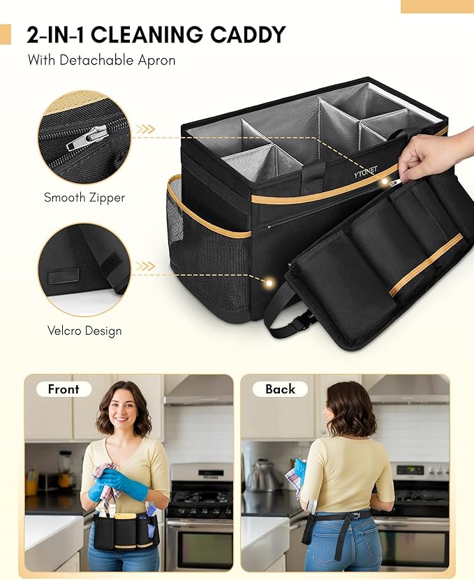Ytonet Wearable Cleaning Caddy & Extra Large Cleaning Bag with Detachable Apron