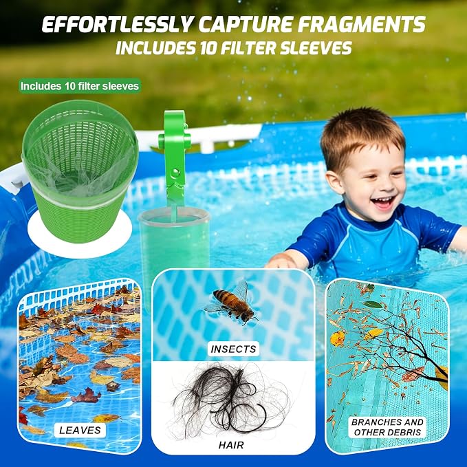 Above Ground Pool Skimmer, Adjustable Floating Pool Filter, above ground pool accessories for Inflatable Collar, Wall Mount &Floating Pool Surface Skimmer for Leaves,Auto Skimming Pool Surface Debris