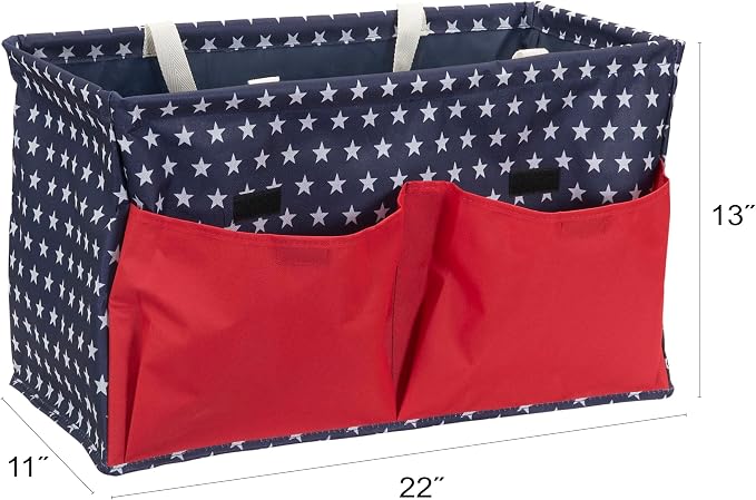 Household Essentials Red, White, and Blue Krush Container All-Purpose Utility Tote with Pockets