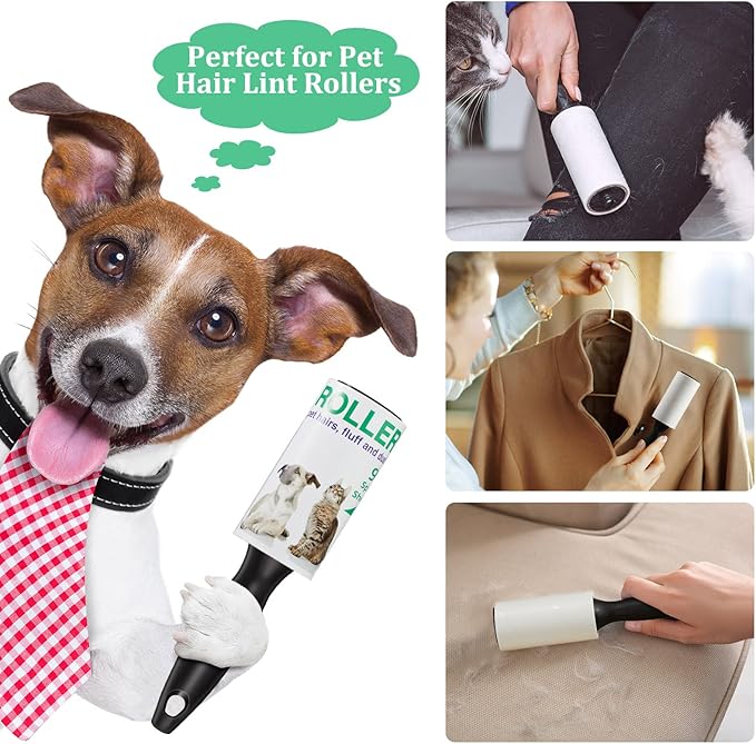 1350 Sheets Lint Rollers for Pet Hair Extra Sticky Remover for Pet Hair, Couch, Clothing, Furniture, Carpet and More, 5 Handles 15 Rolls of Lint Roller Refill, 90 Sheets Per Roller