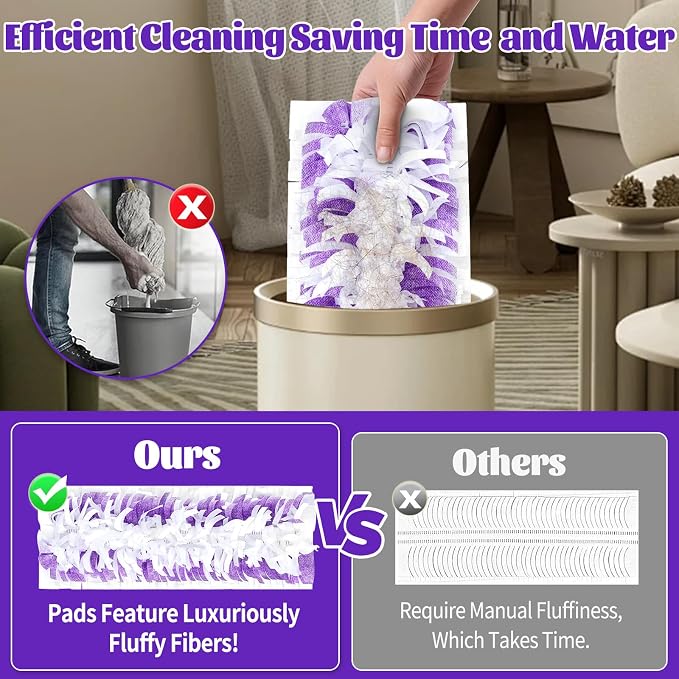 60 Pack Disposable Pads Compatible with Swiffer Power Mop Pads Replacement for Swiffer Power Mop Refills, Multi-Surface &Wood Floor Cleaning
