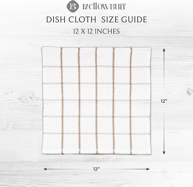 100% Cotton Terry Dish Cloth & Dish Towel, 6 Pack, Super Soft and Absorbent Kitchen Towels, Perfect for Kitchen Cleaning and Dish Washing (TAN (DT and DC Combo))
