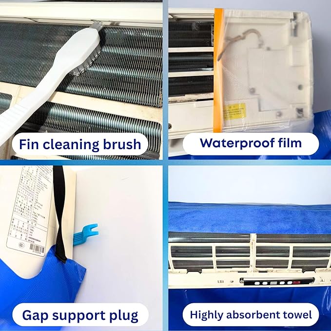 Mini Split Cleaning Kit Bag, Waterproof Ac Cleaning Kit with 2L Pressure Sprayer, Reusable Air Conditioner Cleaning Kit, Minisplit Cleaning Kit for HVAC, Small (for Systems 27in - 37in)