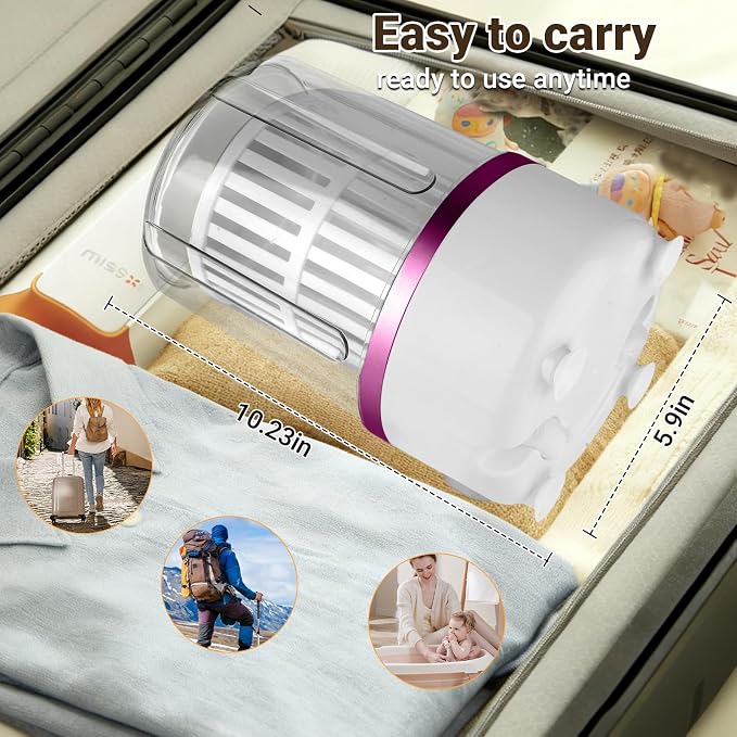 3L Portable Washing Machine,3 In 1 Portable Washer-Dryer Combo, Home Mini Underwear-Specific Washing Machine，3 Modes 3000mAh Laundry Machine for apartments, dormitories, travel, and hotels (Purple)