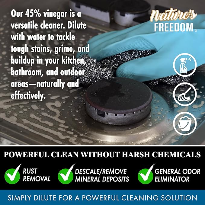 Nature's Freedom 45% High Strength Vinegar with Funnel, 2 Gallons