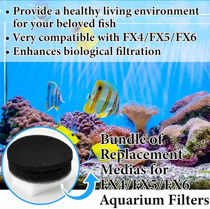 Threlaco 12 Pcs Aquarium Filter Media Kit Compatible with Fluval Fx4/fx5/fx6 Filter, Including Bio Sponge Pads, Carbon Foam Pad, Bio Sponge Block, Activated Carbon, Ceramic Rings, Silicone Lube