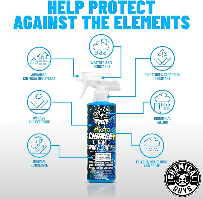 Chemical Guys Hydro Charge Ceramic Spray Coating 16 Fl Oz, With Monster Extreme Microfiber Towels (3 Pack) High Gloss Paint Protection Spray With Thick Plush Towels For Car Wash Drying And Detailing