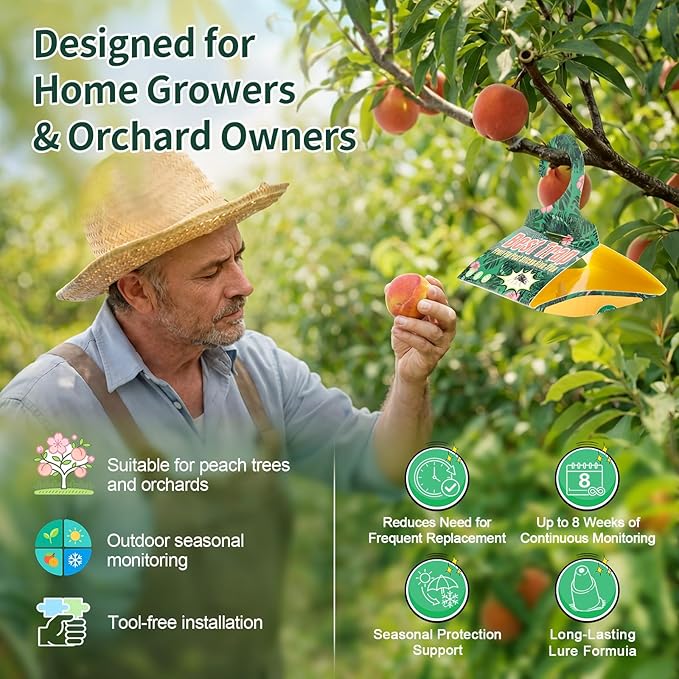 12 Pack niponensis & Clearwing Moth Traps with Pheromone Lures – Triangular Hanging Sticky for Peach Trees, Includes 12 Traps & 12 Lures, for Orchard & Garden Use