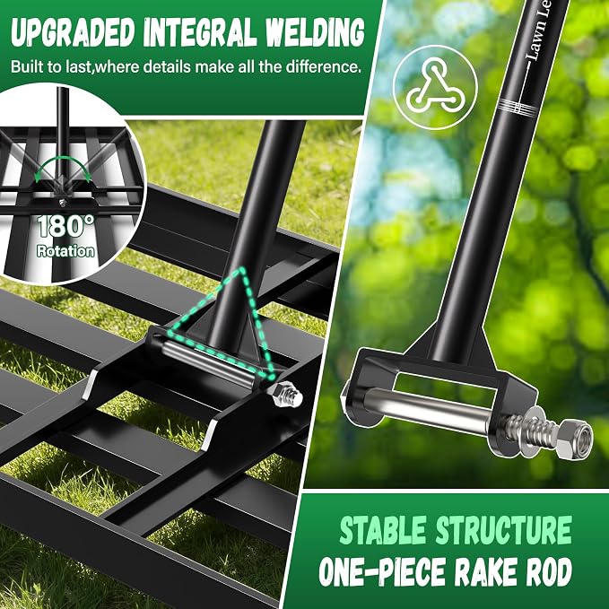 48X12 inch Lawn Leveling Rake,Leveling Rake 78" Long Handle, Yard Level Rake,Heavy Duty Leveling Rakes Suit for Garden,Golf Lawn and Farm,Effort Saving Tool for Soil Grass Golf Field