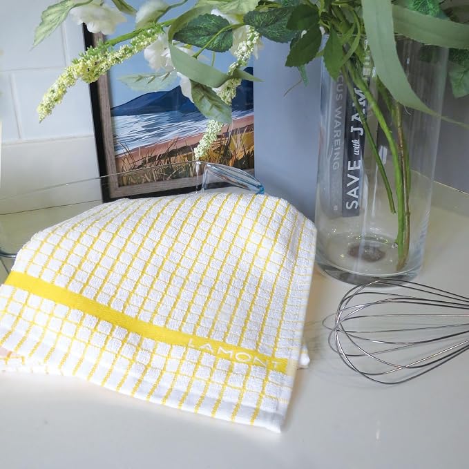 Samuel Lamont Poli Dri Tea Towels - Set of 3 100% Cotton 27.5 x 19 Inch (Gold)