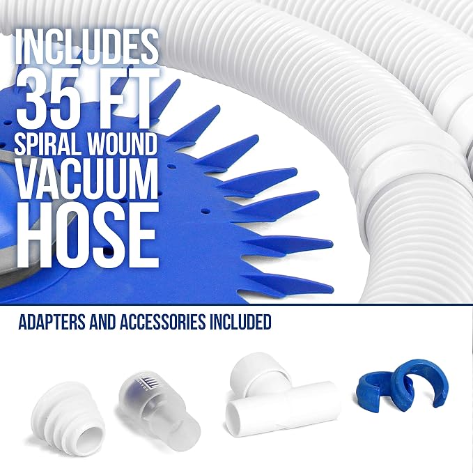 U.S. Pool Supply Professional Suction Pool Cleaner, Inground Automatic Pool Vacuum Cleaner with Hose - Swimming Sweeper Vac Cleaning Suction-Side Cleaners - Auto Creepy Sweeps Removes Debris, Leaves