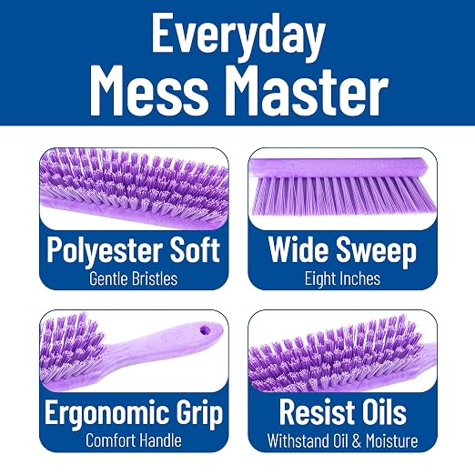 SPARTA 8 Inch Soft Counter Brush with Polyester Bristles and 5 Inch Handle, Color Coded Handheld Broom for Tables Countertops and Foodservice Surfaces, 13 Inch Overall Length, Purple