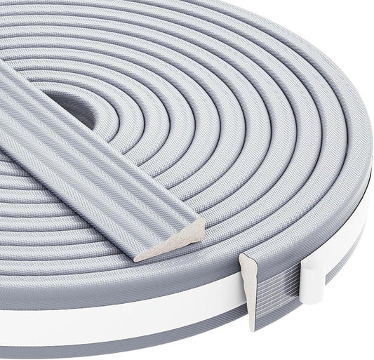 QDiShi 196" Wedge-Shape Weather Stripping Door Seal Weatherproof Foam Seals Self Adhesive Insulation Anti-Collision Strip Soundproofing Frame Insulation Tape Fits 0.13-0.31" Gaps(Grey)