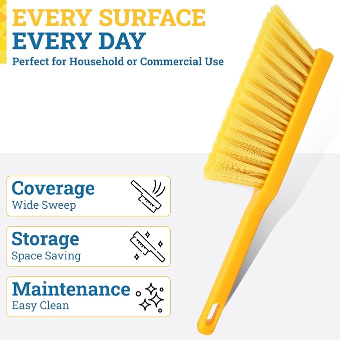 Kleen Handler 13.75” Counter Brush with Polypropylene Bristle and Handle, Commercial and Household Cleaning Handheld Broom (1)