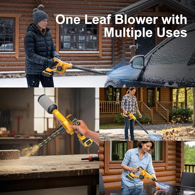 DeForce Electric Leaf Blower Cordless for Dewalt Battery, 4 in 1 Blower/Vacuum/Inflator/Deflator, 3 Speed Modes, 190 MPH, 3 Nozzles, 2 Tubes, Battery Powered Blowers for Lawn Care(No Battery)