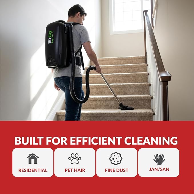 Atrix Ergo Backpack Canister Vacuum, Portable Cleaner with Attachments for Professional and Residential Use, VACBP1 Standard Bundle