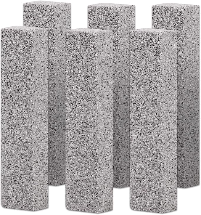 Herda 6 Pack Pumice Stone Toilet Bowl Cleaner, Powerfully Pumice Stick for Toilet Cleaning Hard Water Rings, Calcium Buildup, for Cleaning Stove, Tubs, Grills, Swimming Pools, Sinks（Without gloves）
