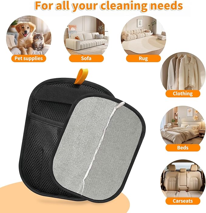 2PCS Pet Hair Removal Glove for Cats & Dogs Reusable Magic Brush Electrostatic Pet Hair Remover Glove for Clothing, Couch, Carpet, Furniture, Car Seat