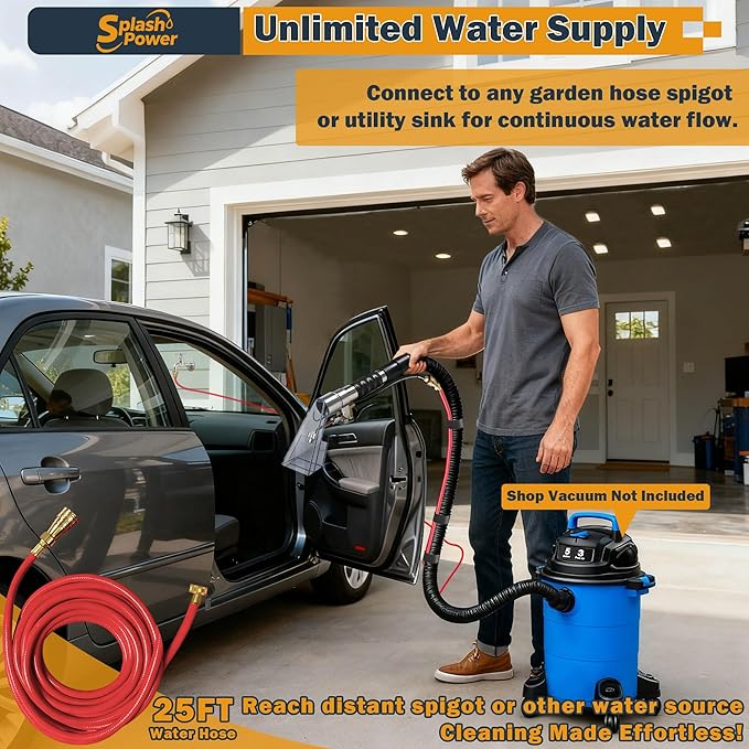 Universal Fit Any Existing Shop Vac Hose Extractor Kit Better Attachment Wet-dry Vacuums with 2-1/2" 1-7/8" 1-1/4" Adapter for Carpet Cleaning, Upholstery & Auto Detailing
