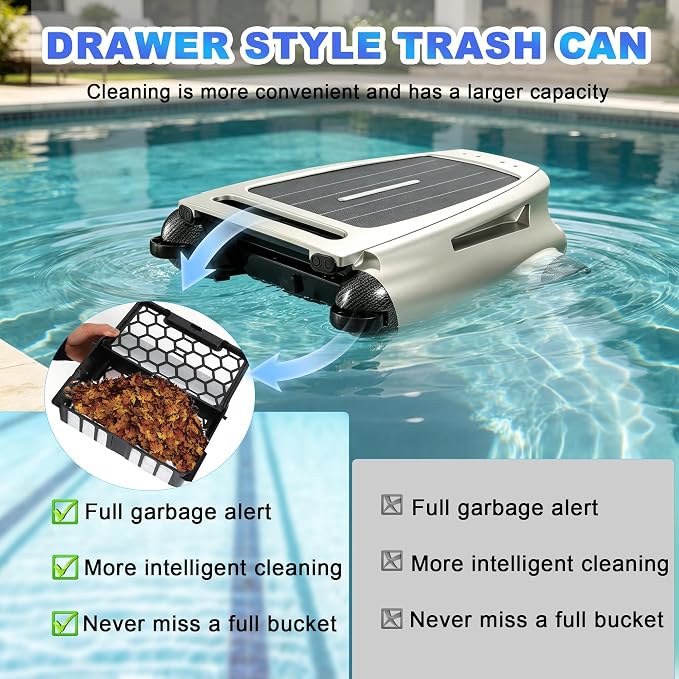 Solar Powered Robotic Pool Skimmer, Automatic Pool Surface Cleaner Robot with App Control,24/7 Continuous Cleaning, Dual Charging, Ideal for Above Ground & In-Ground Pools (Silvery
