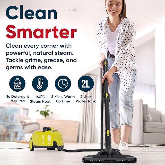 Heavy-Duty Steam Cleaner for Home & Car - High-Pressure Chemical-Free Deep Cleaning System, Portable Handheld Steamer with 27-Piece Kit for Tile, Grout, Floors, Ovens & Upholstery